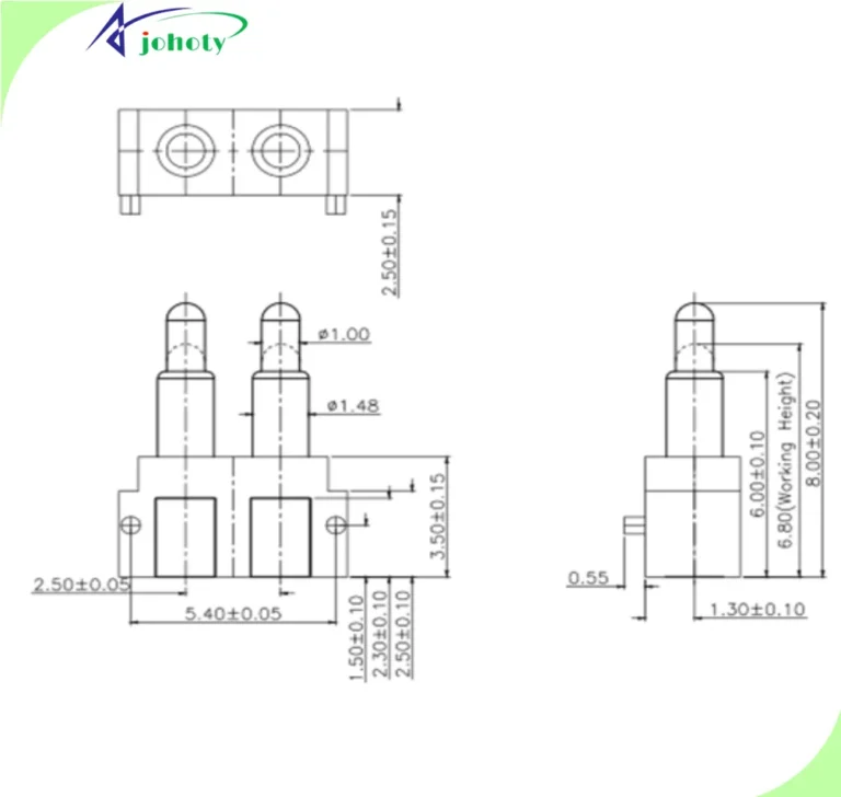 2 Pin Electrical Connector, pogo pins, pogo pin connector, APC0502-15857