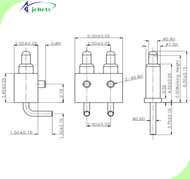 2 Pin Electrical Connector, pogo pins, pogo pin connector, APC0502-27288